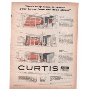Curtis Woodwork Magazine Advertisement 1957 Vintage Cabinet Window Midcentury